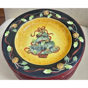 Certified International by Judy Westegaard Ribbons and Bells Dessert Pie Plate